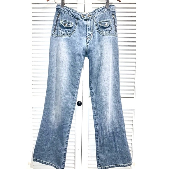 Vintage Adolfo Blue Flare Jeans with Classic Denim Style - Picture 1 of 6